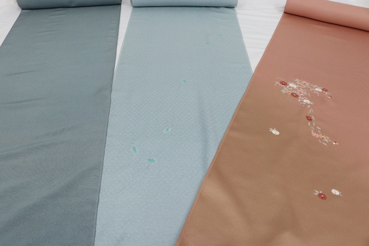 正絹 着物 反物 3点まとめて 付下げ 色無地 蘇州刺繍 絞り染め 正絹 着物 反物 3点まとめて 付下げ 色無地 蘇州刺繍 絞り染め