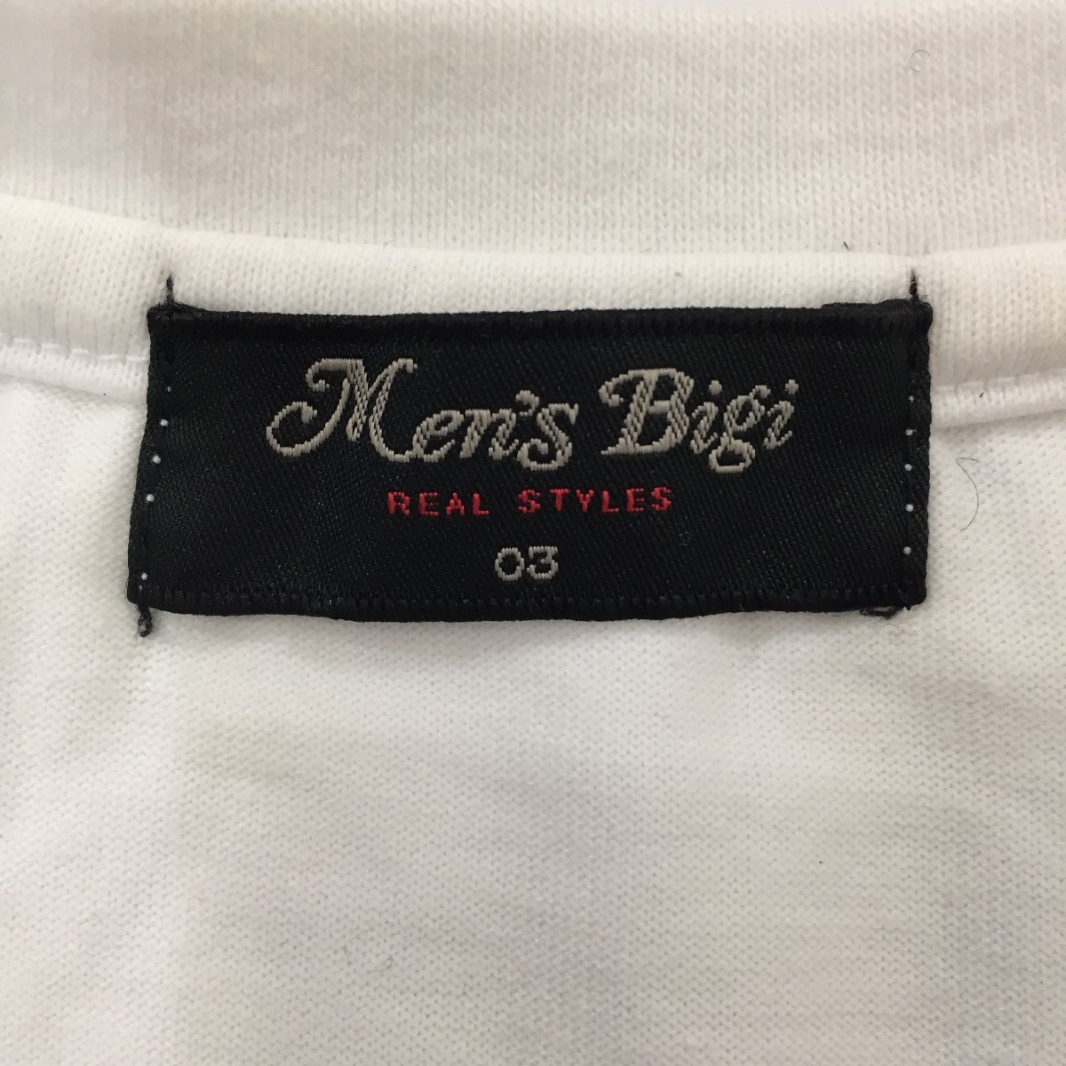 2406F-242 メンズ Men's Bigi メンズビギ ホワイト 半袖Tシャツ 3 【送料一律！800円】