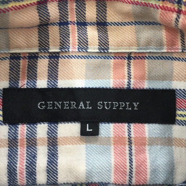 2405F-277 メンズ GENERAL SUPPLY ゼネラルサプライ ホワイト シャツ L 【送料一律!800円】_画像2