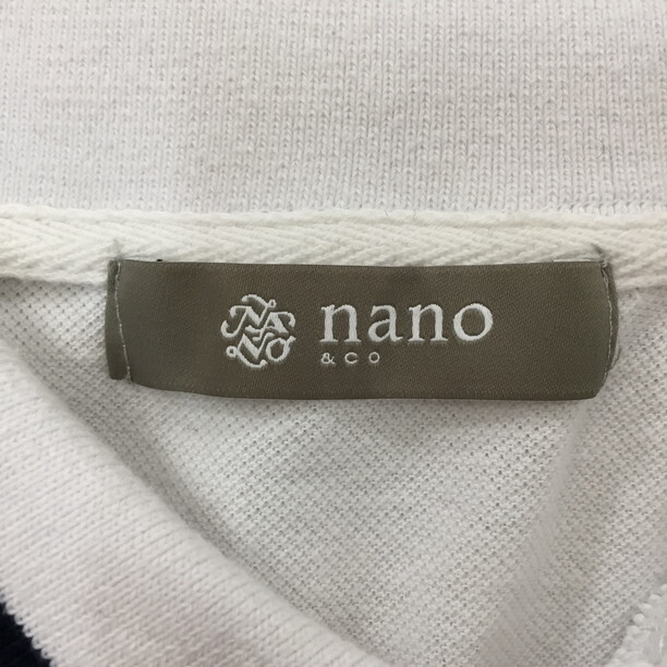 2408F-041 メンズ nano&co ナノアンドコー ホワイト ポロシャツ L 【送料一律！800円】