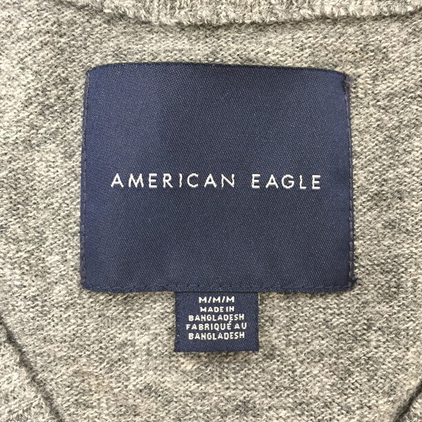 2408F-285 メンズ American Eagle アメリカン イーグル グレー ニットセーター M 【送料一律！800円】