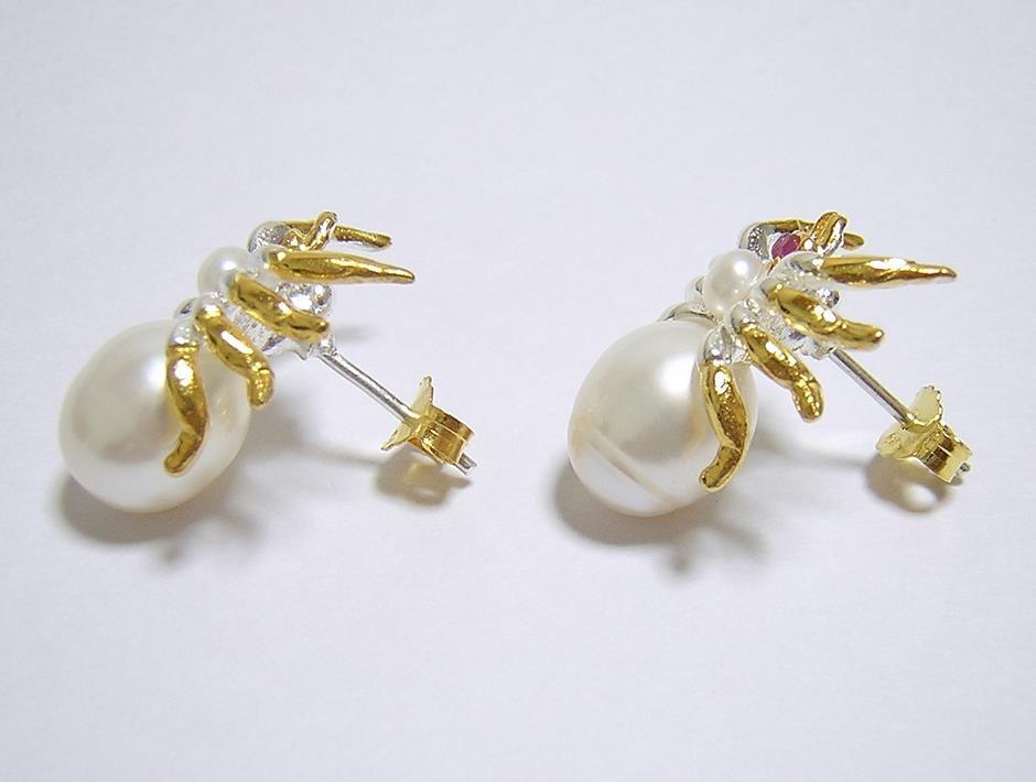 『天然ルビー』 パール　蜘蛛　スパイダー　ピアス_画像4