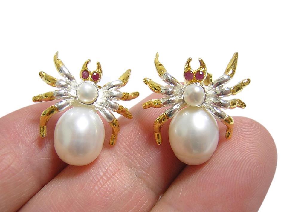『天然ルビー』 パール　蜘蛛　スパイダー　ピアス_画像9