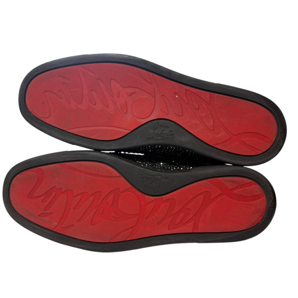 美品 Christian Louboutin クリスチャンルブタン ルイスジュニア スワロフスキー スニーカー 41 26cm相當(dāng) グレー