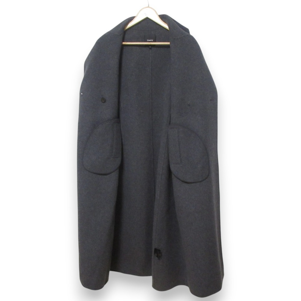  прекрасный товар 23AW Theory теория Pure Wool Sculpted DB Coat шерсть 100% двойной кнопка li балка длинное пальто M угольно-серый 