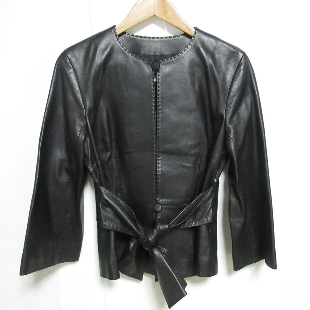 美品 miss ashida ミスアシダ ラムレザー ノーカラージャケット 美品 miss ashida ミスアシダ ラムレザー ノーカラージャケット