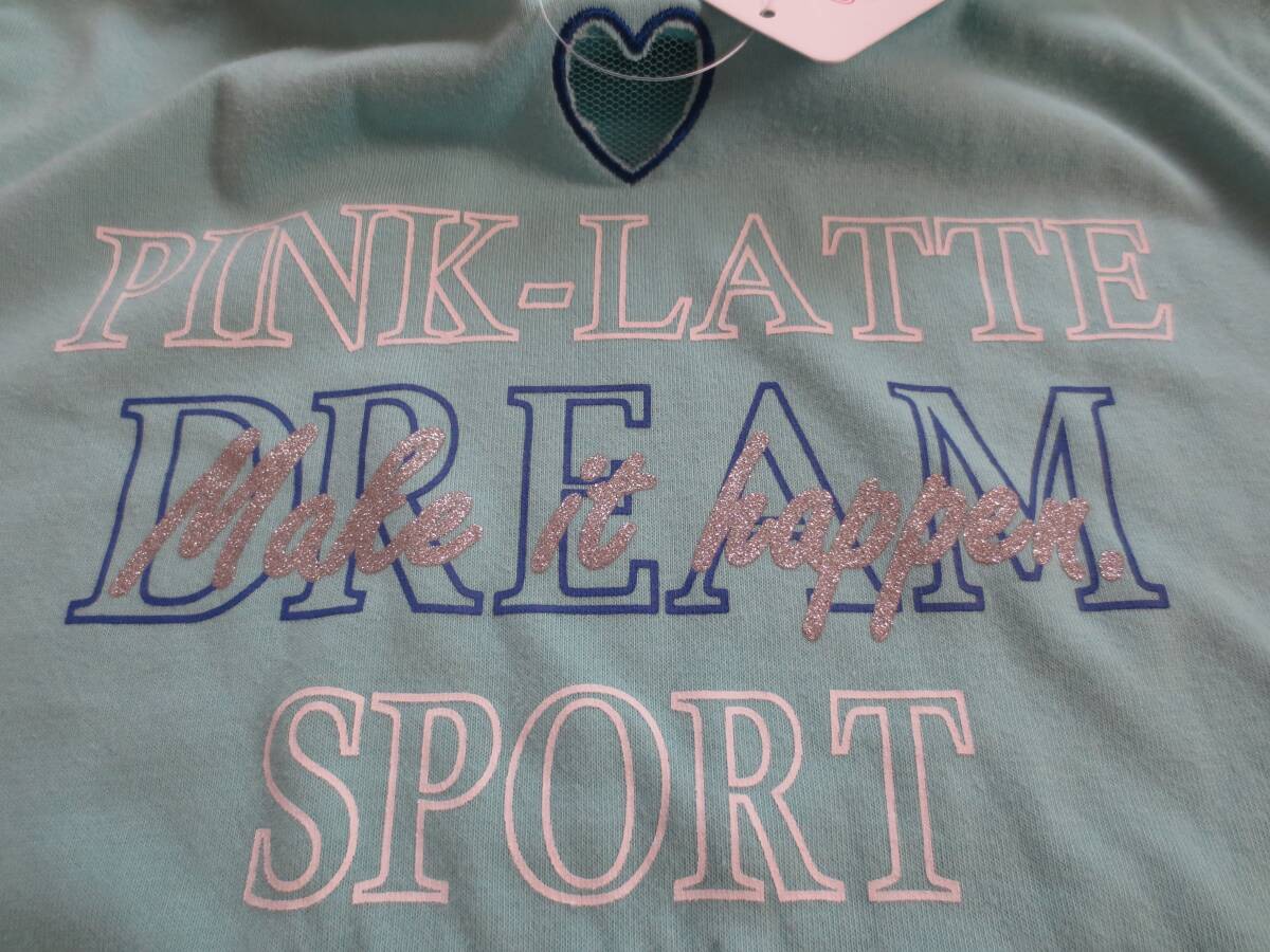  новый товар 140 PINK-latte SPORT короткий рукав футболка изумруд зеленый Heart . изначальный сетка ученик начальной школы девочка лето предмет розовый Latte спорт 130~ бесплатная доставка 