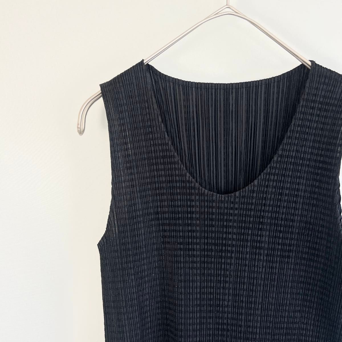 【美品】PLEATS PLEASE プリーツプリーズ イッセイミヤケ ISSEY MIYAKE プリーツ フロッキー ワンピース L 3 ブラック vintage 96ss