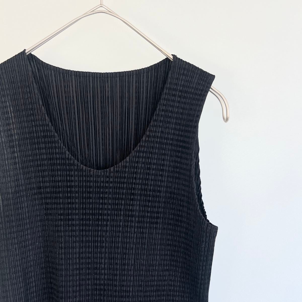 【美品】PLEATS PLEASE プリーツプリーズ イッセイミヤケ ISSEY MIYAKE プリーツ フロッキー ワンピース L 3 ブラック vintage 96ss