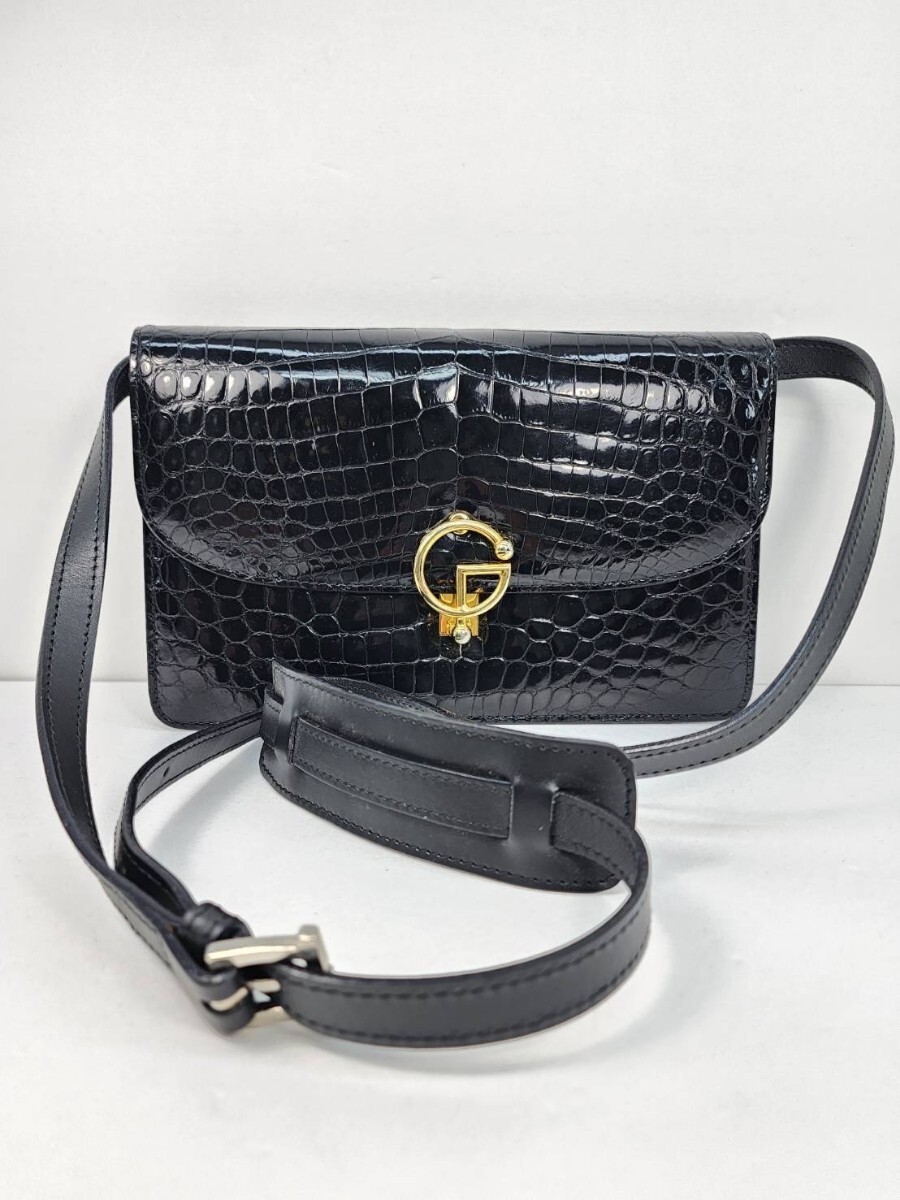 GUCCI グッチ クロコダイル ショルダーバッグ ゴールド金具 GUCCI グッチ クロコダイル ショルダーバッグ ゴールド金具