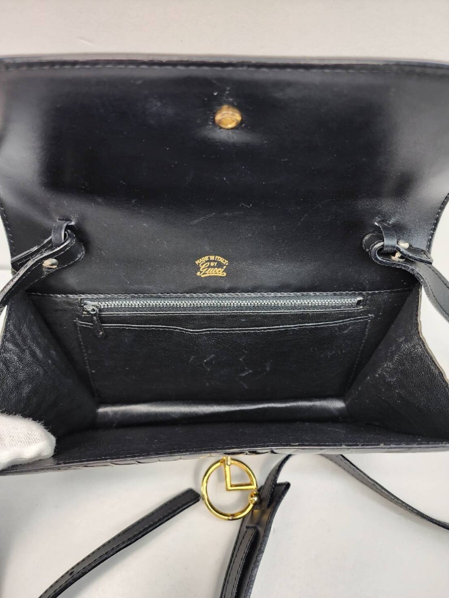 GUCCI グッチ クロコダイル ショルダーバッグ ゴールド金具 GUCCI グッチ クロコダイル ショルダーバッグ ゴールド金具