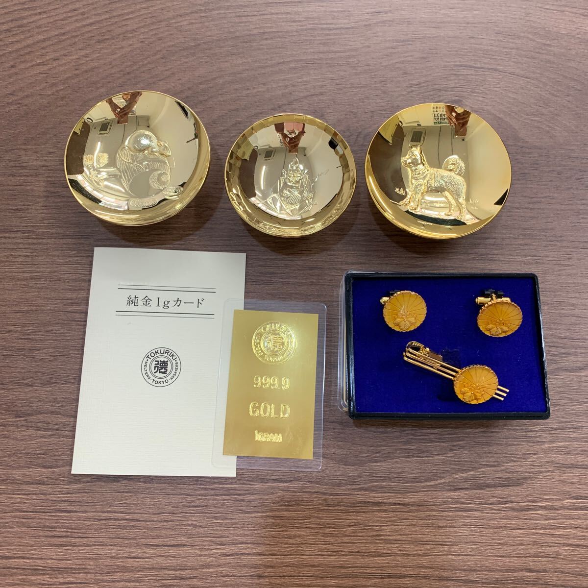 ◇ 徳力本店 K24 1g 金杯 24KGP カフスボタン ネクタイピン お ◇ 徳力本店 K24 1g 金杯 24KGP カフスボタン ネクタイピン お