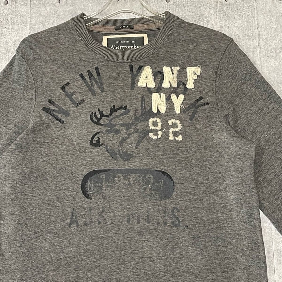 アバクロンビー＆フィッチ ロングスリーブ Tシャツ ロンT 長袖T A＆F　　Abercrombie＆Fitch プリント ワッペン 刺繍 ハイデザイン YL1943_画像1