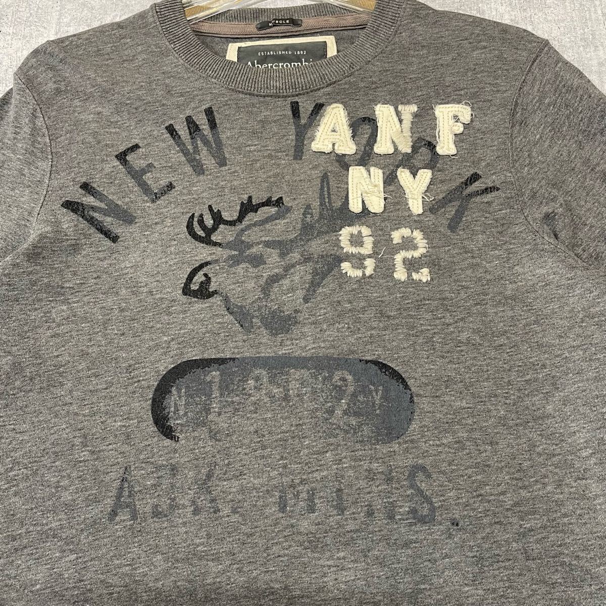 アバクロンビー＆フィッチ ロングスリーブ Tシャツ ロンT 長袖T A＆F　　Abercrombie＆Fitch プリント ワッペン 刺繍 ハイデザイン YL1943_画像4
