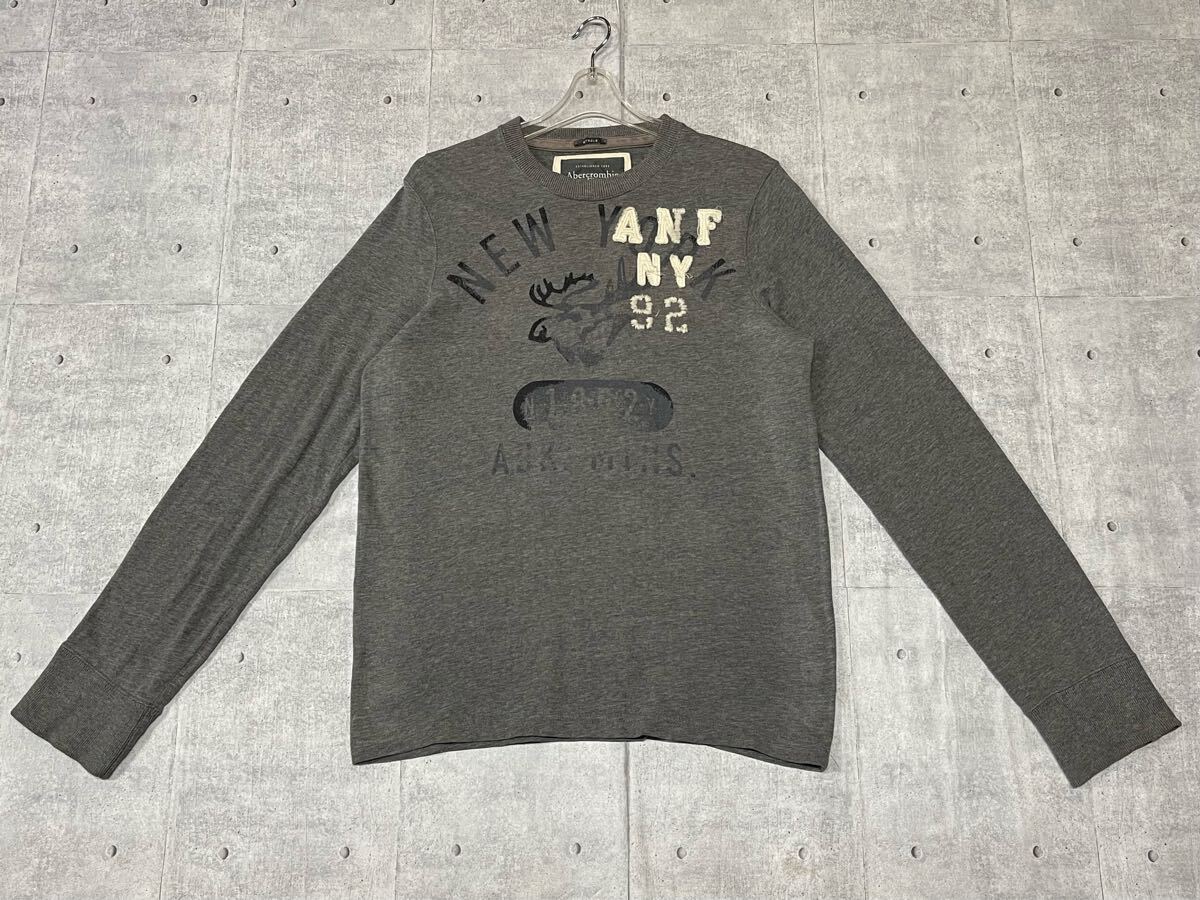 アバクロンビー＆フィッチ ロングスリーブ Tシャツ ロンT 長袖T A＆F　　Abercrombie＆Fitch プリント ワッペン 刺繍 ハイデザイン YL1943_画像2
