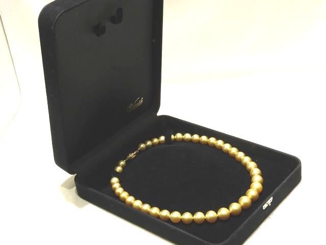 美品 ゴールデンパール ネックレス 大玉 ☆ 南洋真珠 約9~13.5 美品 ゴールデンパール ネックレス 大玉 ☆ 南洋真珠 約9~13.5