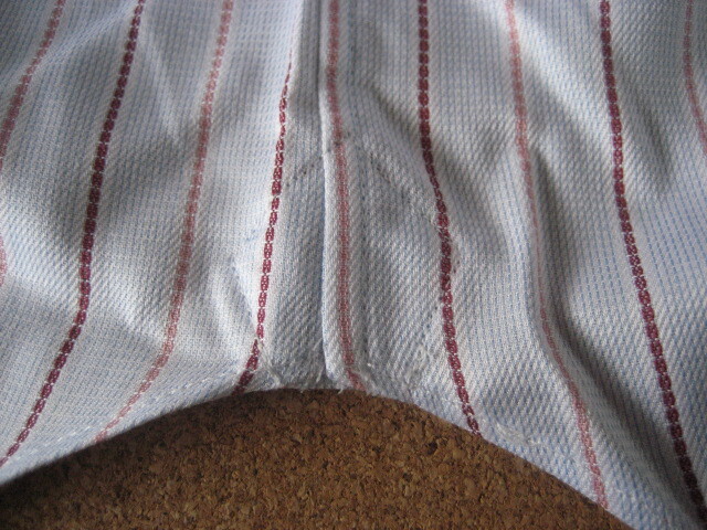 ワイシャツ ブルー×ピンク ストライプ セミワイドカラー 長袖 シャツ 日本製 綿100% (37 S サイズ) 未使用品_画像6