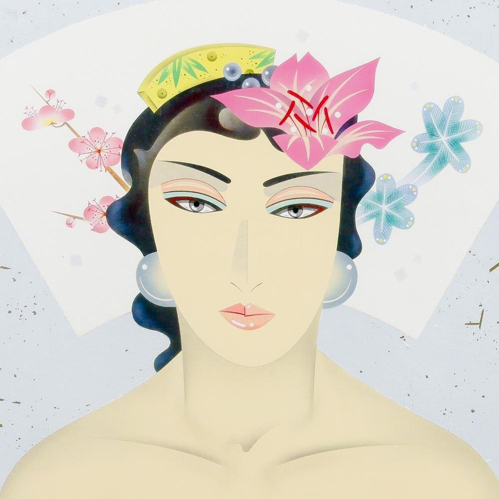 真作】【WISH】谷川泰宏「花信」油彩 12号 大作 ◇和モダン 艶や 真作】【WISH】谷川泰宏「花信」油彩 12号 大作 ◇和モダン 艶や
