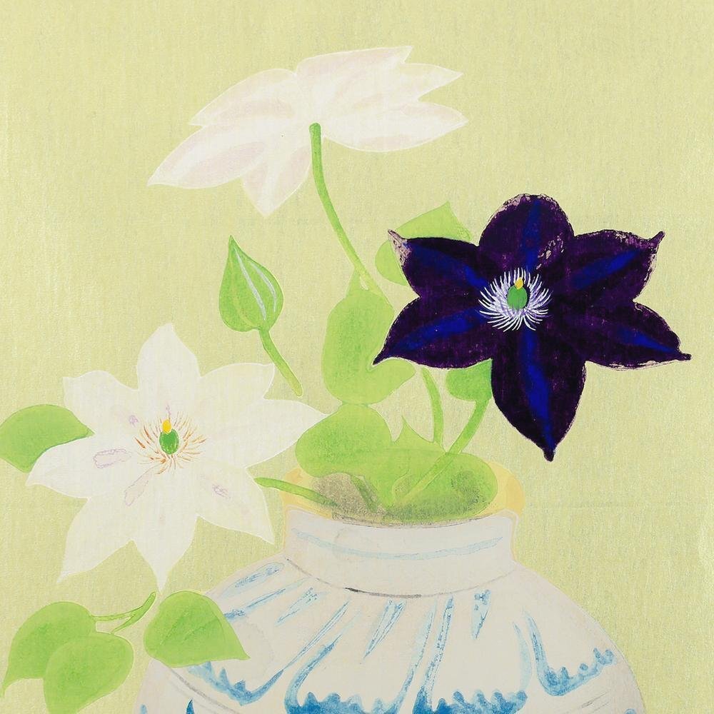 真作】【WISH】奥村土牛「瓶花」木版画 約10号 証明シール 〇 真作】【WISH】奥村土牛「瓶花」木版画 約10号 証明シール 〇