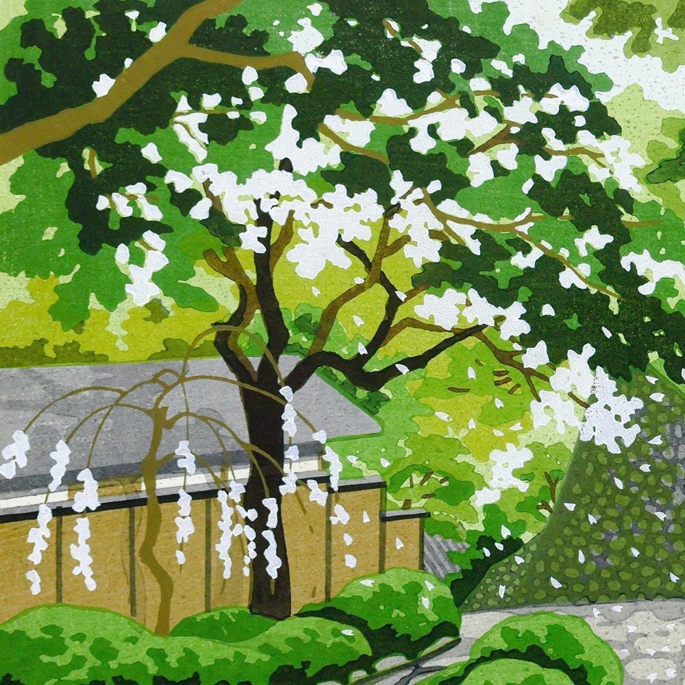 真作】【WISH】井堂雅夫「長谷寺 帰り道」木版画 1990年作 直筆 真作】【WISH】井堂雅夫「長谷寺 帰り道」木版画 1990年作 直筆