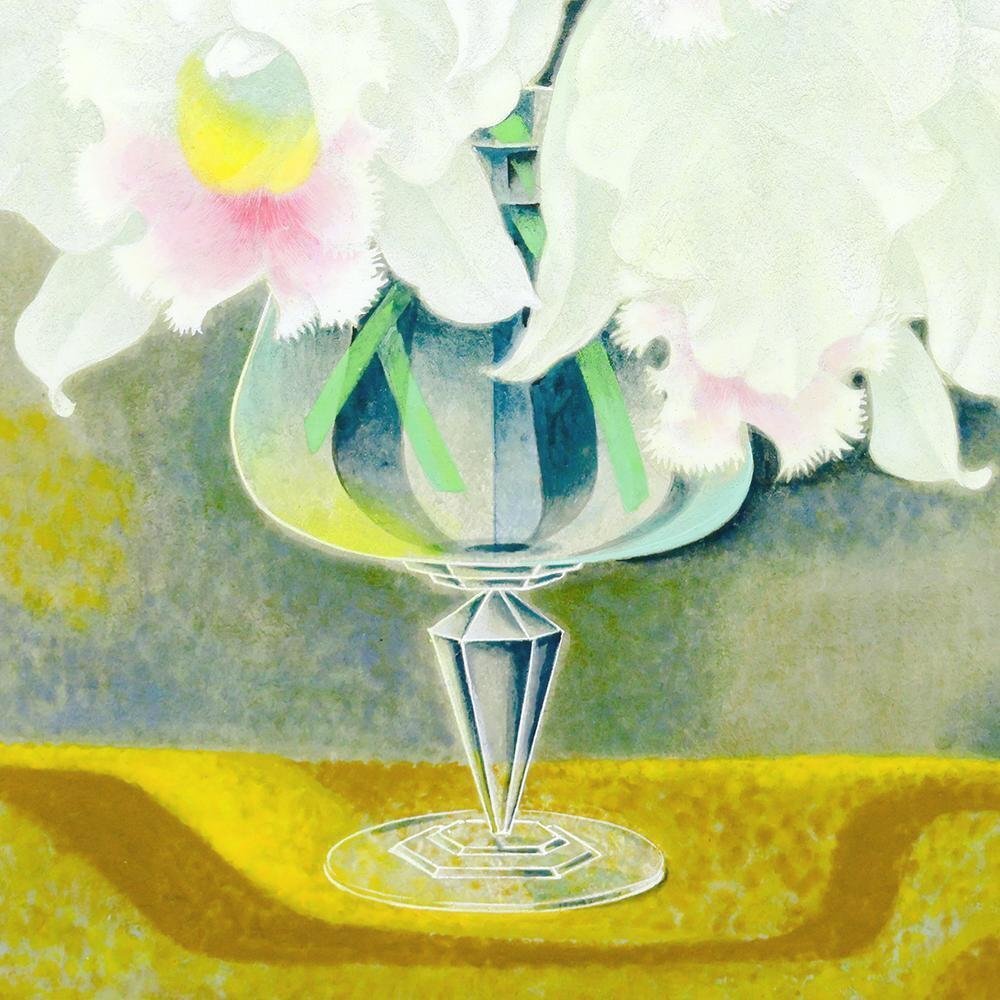 真作】【WISH】大塚栄治 日本画 10号 金落款 白い花 カトレア 〇 真作】【WISH】大塚栄治 日本画 10号 金落款 白い花 カトレア 〇