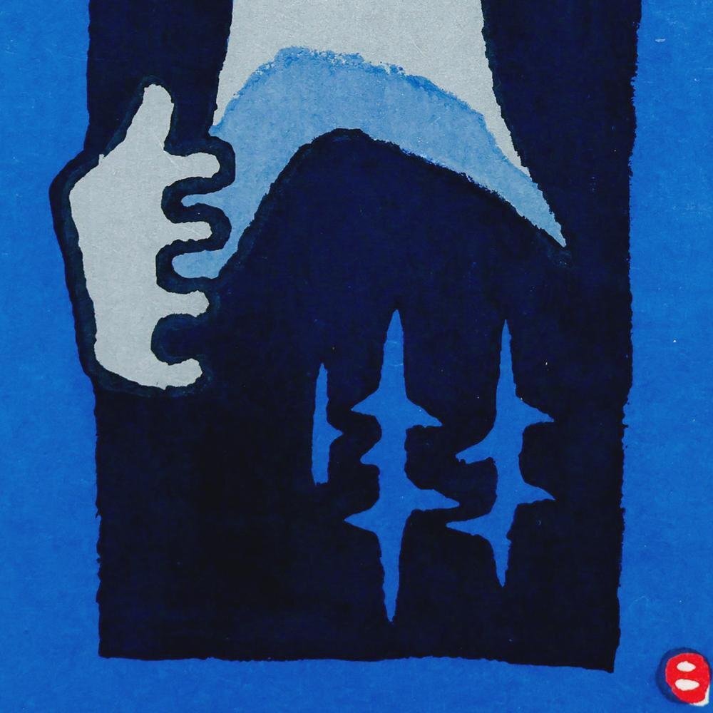 真作】【WISH】畦地梅太郎「山にこる男」木版画 1969年作 直筆