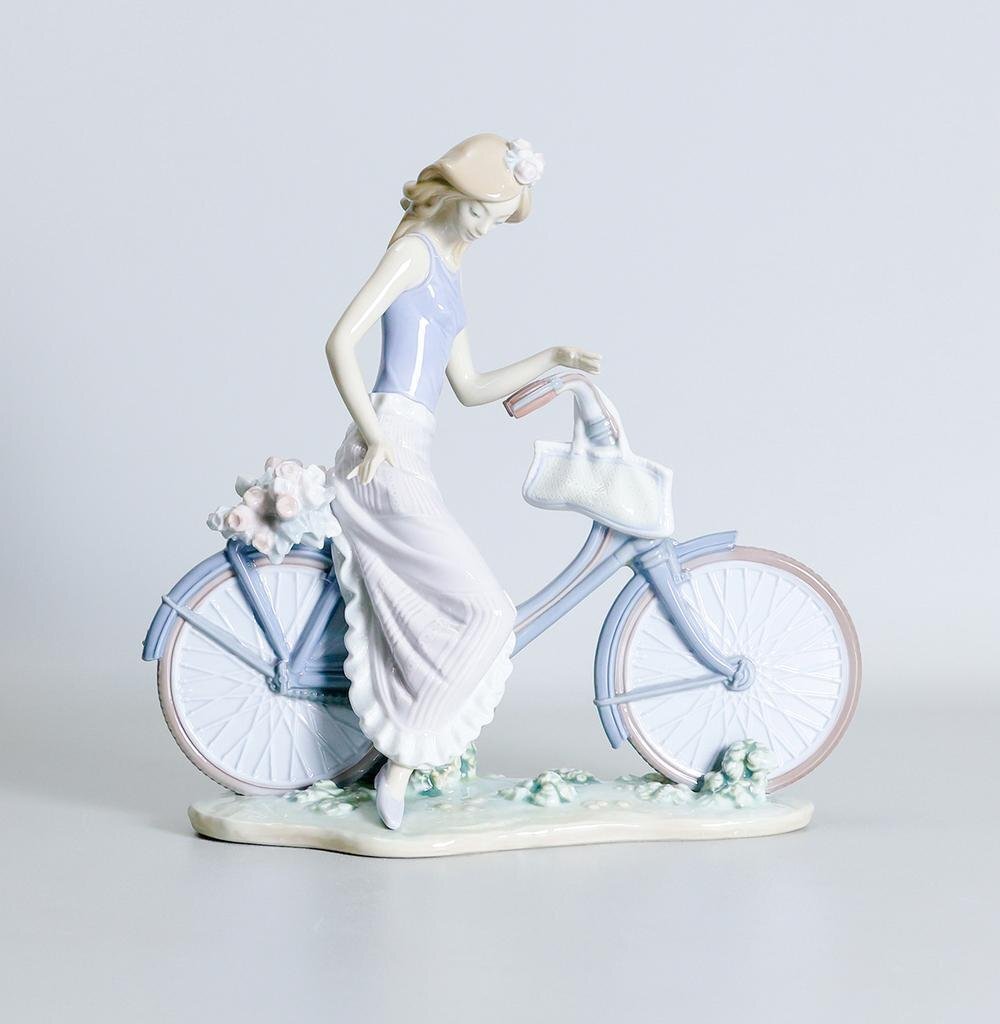 真作】【WISH】リヤドロ LLADRO 磁器人形「サイクリング」高さ 真作】【WISH】リヤドロ LLADRO 磁器人形「サイクリング」高さ