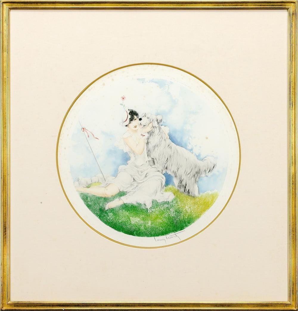 真作】【WISH】ルイ・イカール Louis Icart「Guardians Berger 真作】【WISH】ルイ・イカール Louis Icart「Guardians Berger