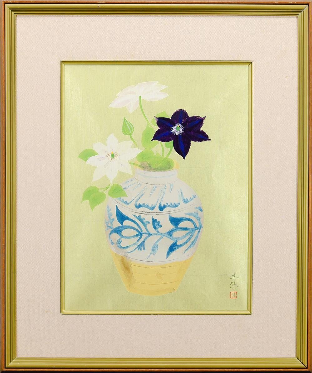 真作】【WISH】奥村土牛「瓶花」木版画 約10号 証明シール 〇 真作】【WISH】奥村土牛「瓶花」木版画 約10号 証明シール 〇