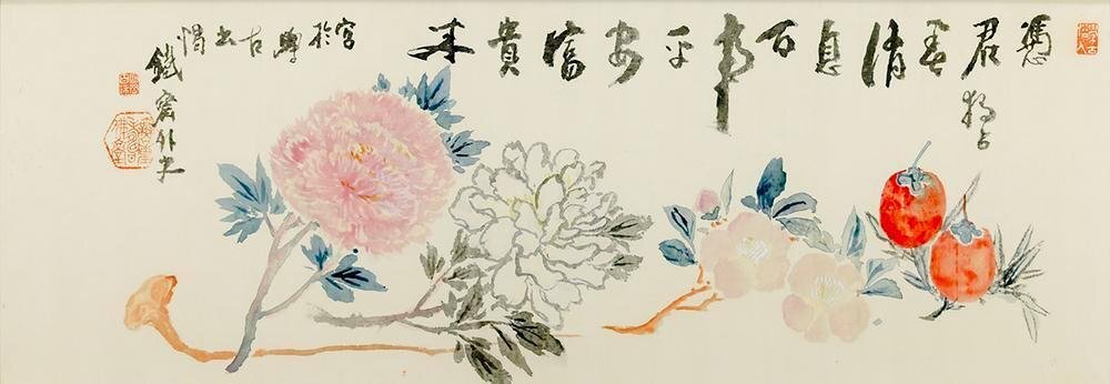 真作】【WISH】富岡鉄斎「百事富貴圖」日本画 40号大 大作 絹本 真作】【WISH】富岡鉄斎「百事富貴圖」日本画 40号大 大作 絹本