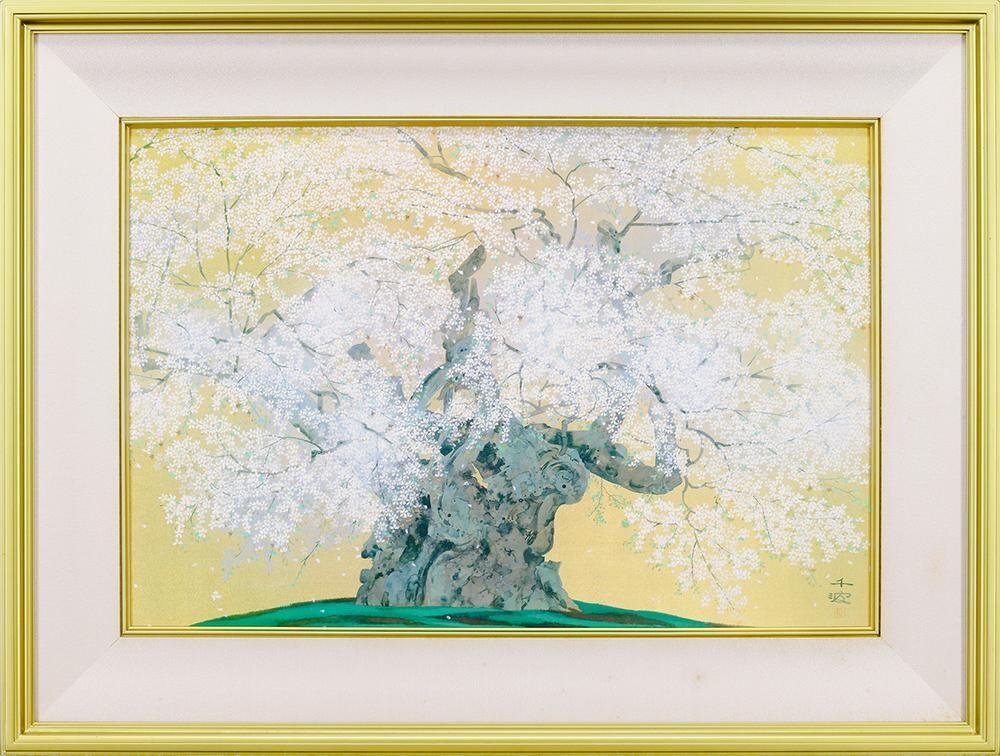 WISH】中島千波「山高神代桜」複製画(岩絵の具方式) 約12号 大作 WISH】中島千波「山高神代桜」複製画(岩絵の具方式) 約12号 大作