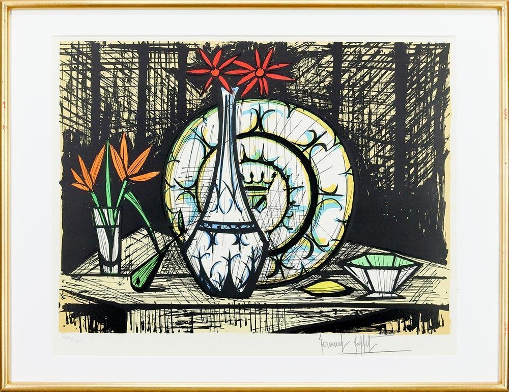 真作】【WISH】ベルナール・ビュッフェ Bernard Buffet「陶器の 真作】【WISH】ベルナール・ビュッフェ Bernard Buffet「陶器の