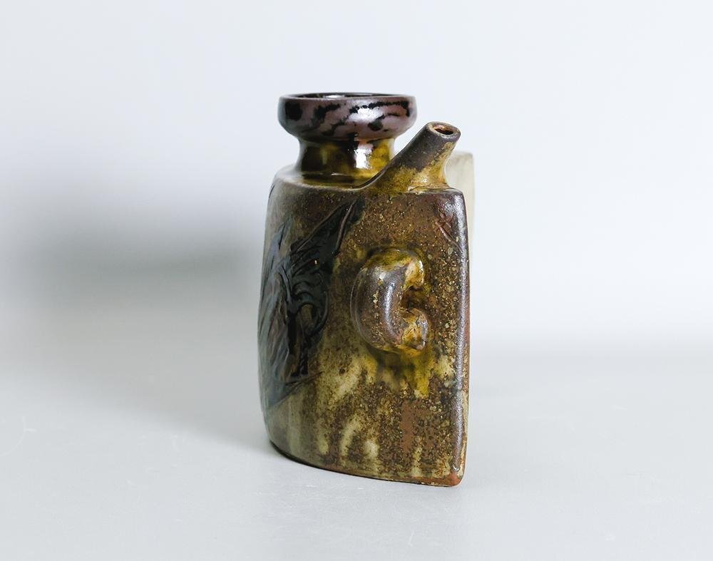 真作】【WISH】金城次郎「抱瓶」壷屋焼 高さ18.5cm 2.06kg ◇魚 真作】【WISH】金城次郎「抱瓶」壷屋焼 高さ18.5cm 2.06kg ◇魚