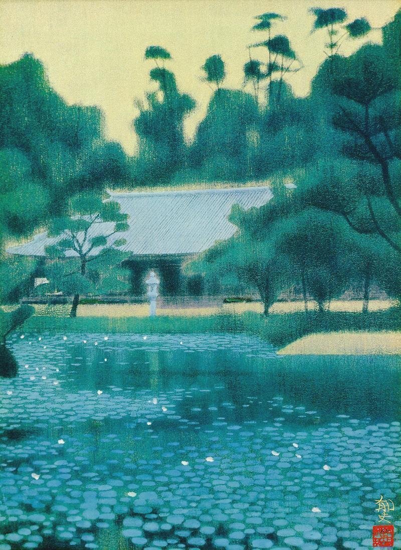 WISH】平山郁夫「浄瑠璃寺」工芸画 12号 大作 証明シール 〇文化 WISH】平山郁夫「浄瑠璃寺」工芸画 12号 大作 証明シール 〇文化