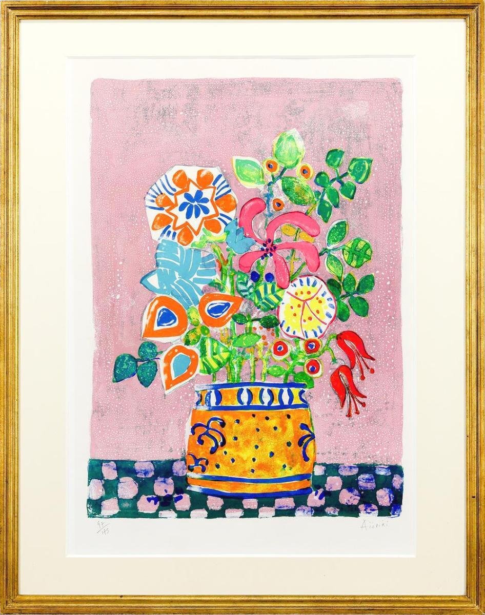 真作】【WISH】アイズピリ Paul Aizpiri「黄色い花瓶の花束 真作】【WISH】アイズピリ Paul Aizpiri「黄色い花瓶の花束
