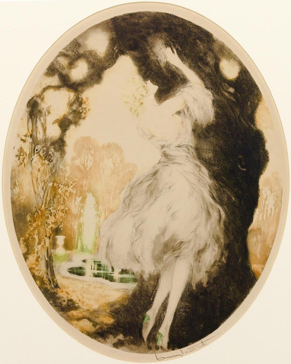 真作】【WISH】ルイ・イカール Louis Icart「密かな恋」銅版画 8 真作】【WISH】ルイ・イカール Louis Icart「密かな恋」銅版画 8