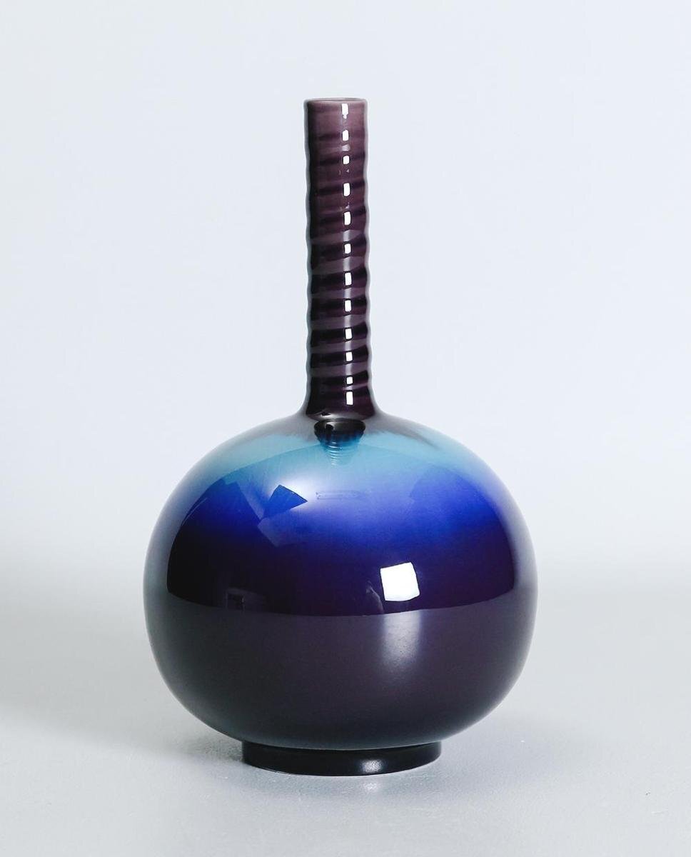 真作】【WISH】三代徳田八十吉「花入」九谷焼 共箱 高さ20.5cm 真作】【WISH】三代徳田八十吉「花入」九谷焼 共箱 高さ20.5cm