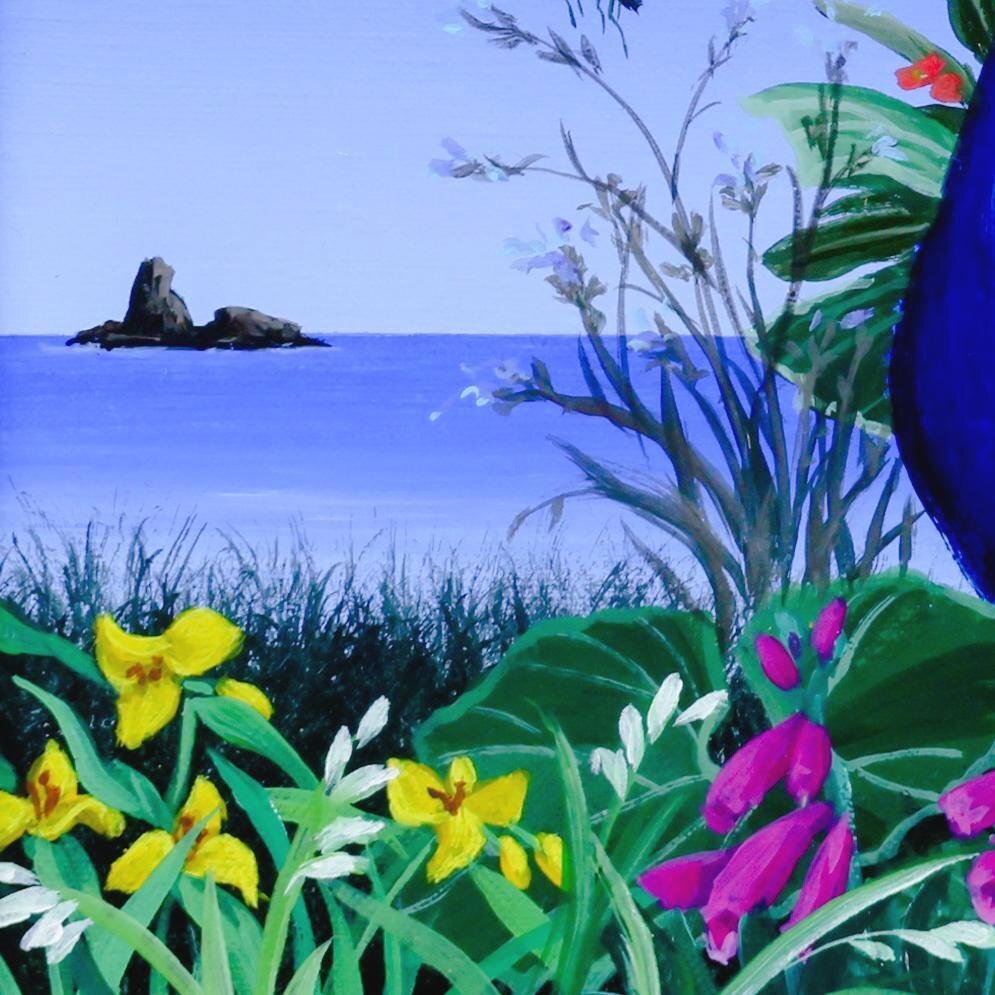 真作】【WISH】北久美子「光景」油彩 SM ◇鮮やか孔雀 〇花鳥画 真作】【WISH】北久美子「光景」油彩 SM ◇鮮やか孔雀 〇花鳥画