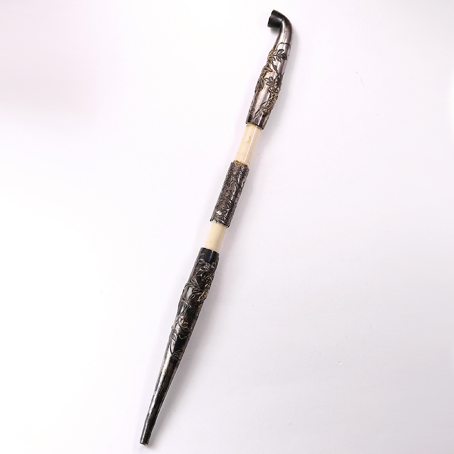 キセル 彫金細工 高肉彫 藤に鳥文 御殿形継ぎ 煙管 AC630 その他