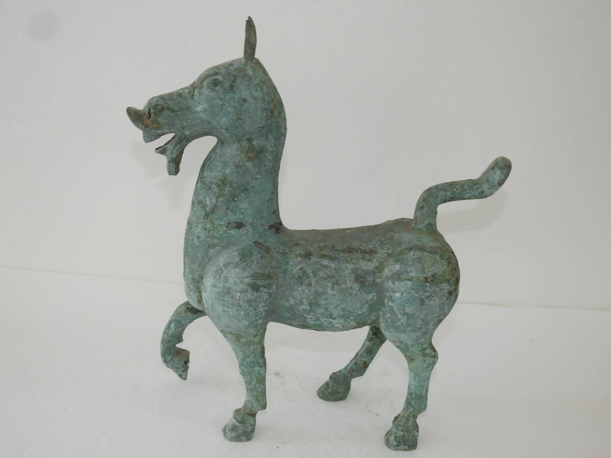 ■中国古玩 唐物 漢時代 青銅器 唐馬 時代物 極上品■_画像9