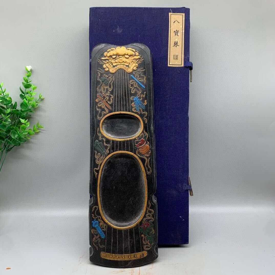 019 WPP 中国徽州 八宝琴墨塊 墨硯 高さ33cm 幅11cm 旧家蔵出 書 019 WPP 中国徽州 八宝琴墨塊 墨硯 高さ33cm 幅11cm 旧家蔵出 書