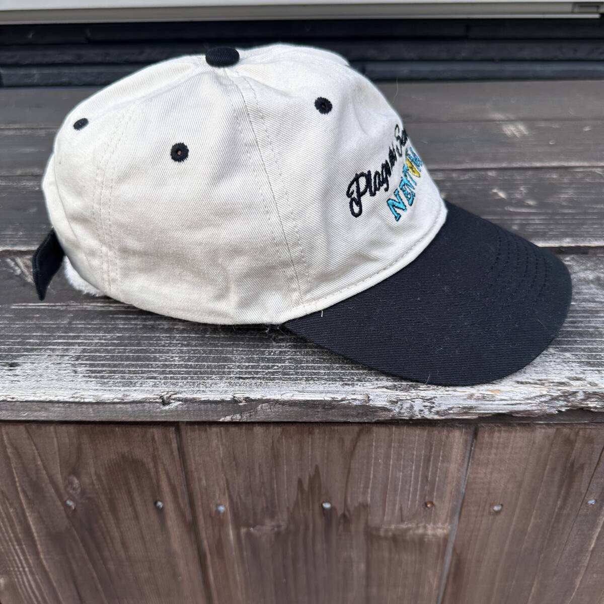 usa古着 usedキャップ レタリング刺繍 women's freeサイズ ホワイト&ブラック_画像2