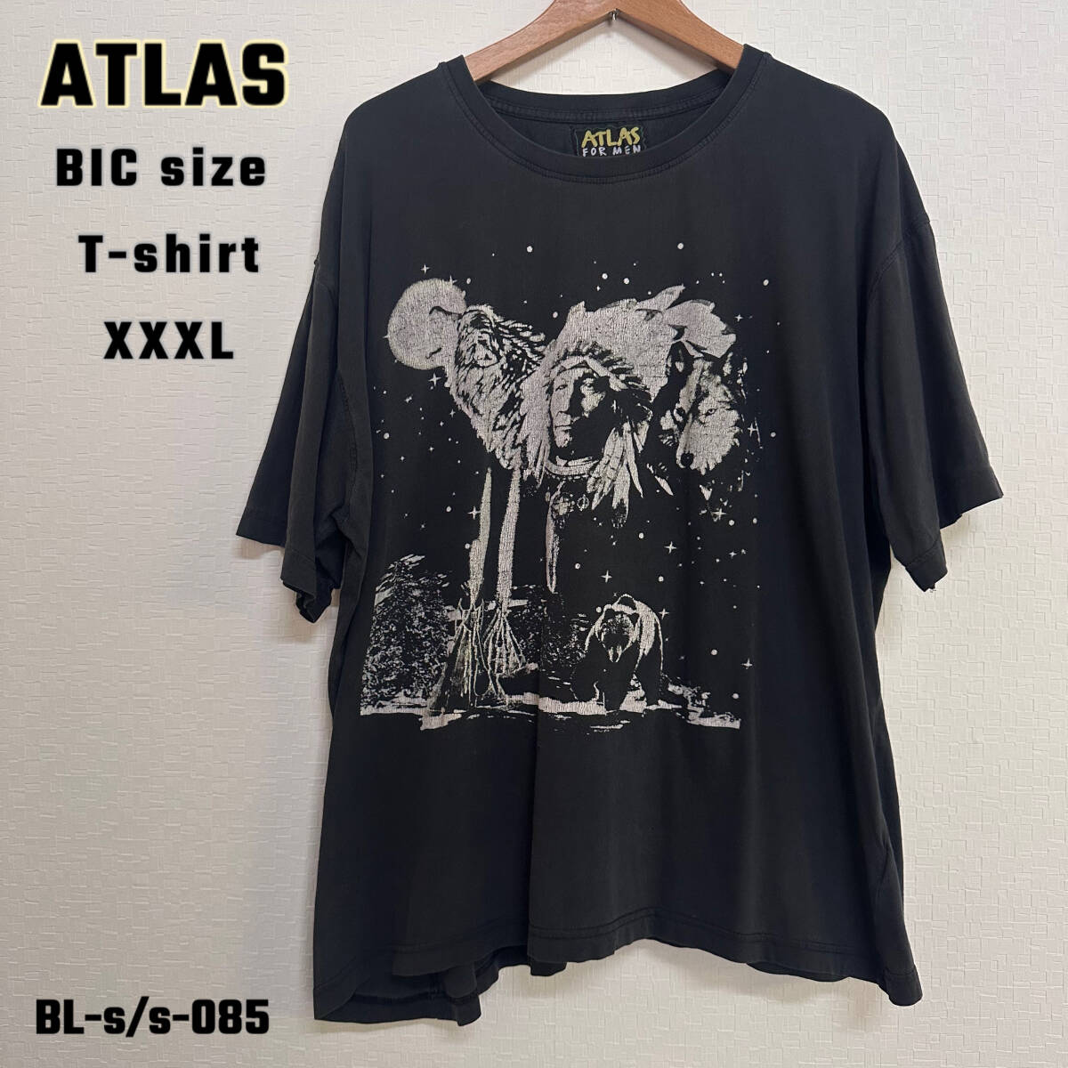 usa古着 インディアンプリントTシャツ ブラック XXXLサイズ ビックサイズ_画像1