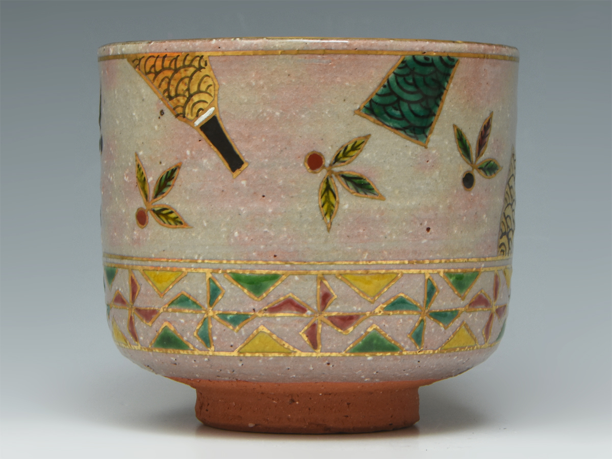 平安 田中香泉 (造) 乾山写 羽子板 筒茶碗 共箱 共布 茶道具 京 平安 田中香泉 (造) 乾山写 羽子板 筒茶碗 共箱 共布 茶道具 京
