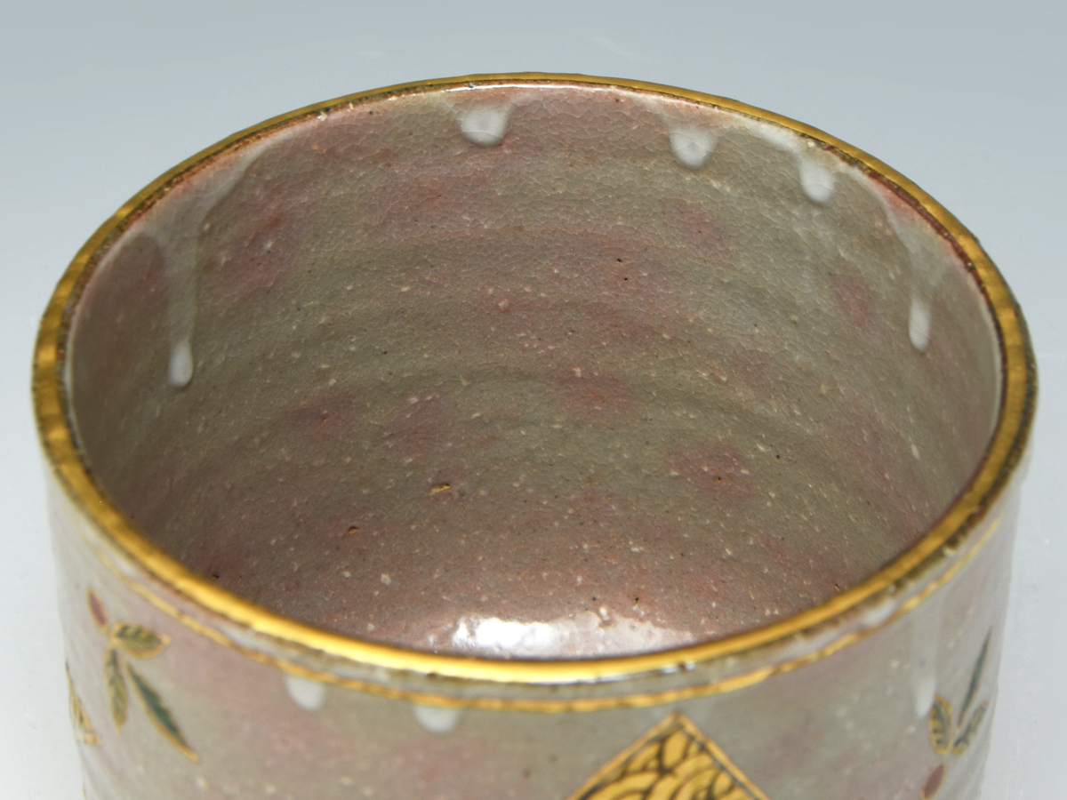 平安 田中香泉 (造) 乾山写 羽子板 筒茶碗 共箱 共布 茶道具 京 平安 田中香泉 (造) 乾山写 羽子板 筒茶碗 共箱 共布 茶道具 京