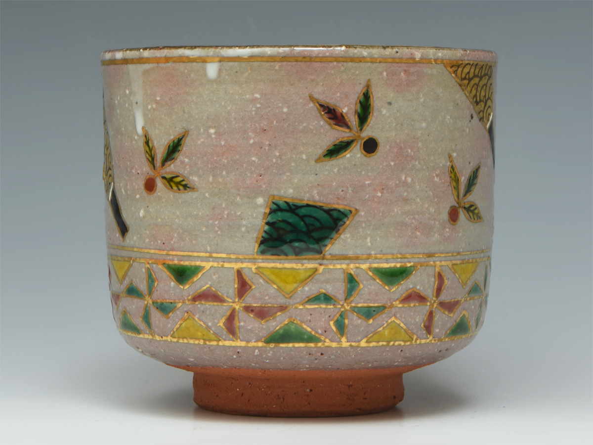 平安 田中香泉 (造) 乾山写 羽子板 筒茶碗 共箱 共布 茶道具 京 平安 田中香泉 (造) 乾山写 羽子板 筒茶碗 共箱 共布 茶道具 京