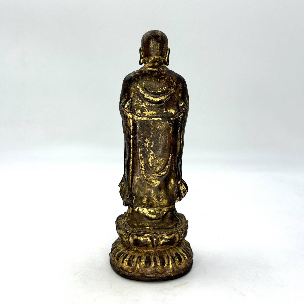 観音立像 仏像 中国 朝鮮 骨董アンティーク 銅製 時代物 時代物 旧家整理品 江戸時代 金銅仏立像 高20cm(朝鮮高麗李