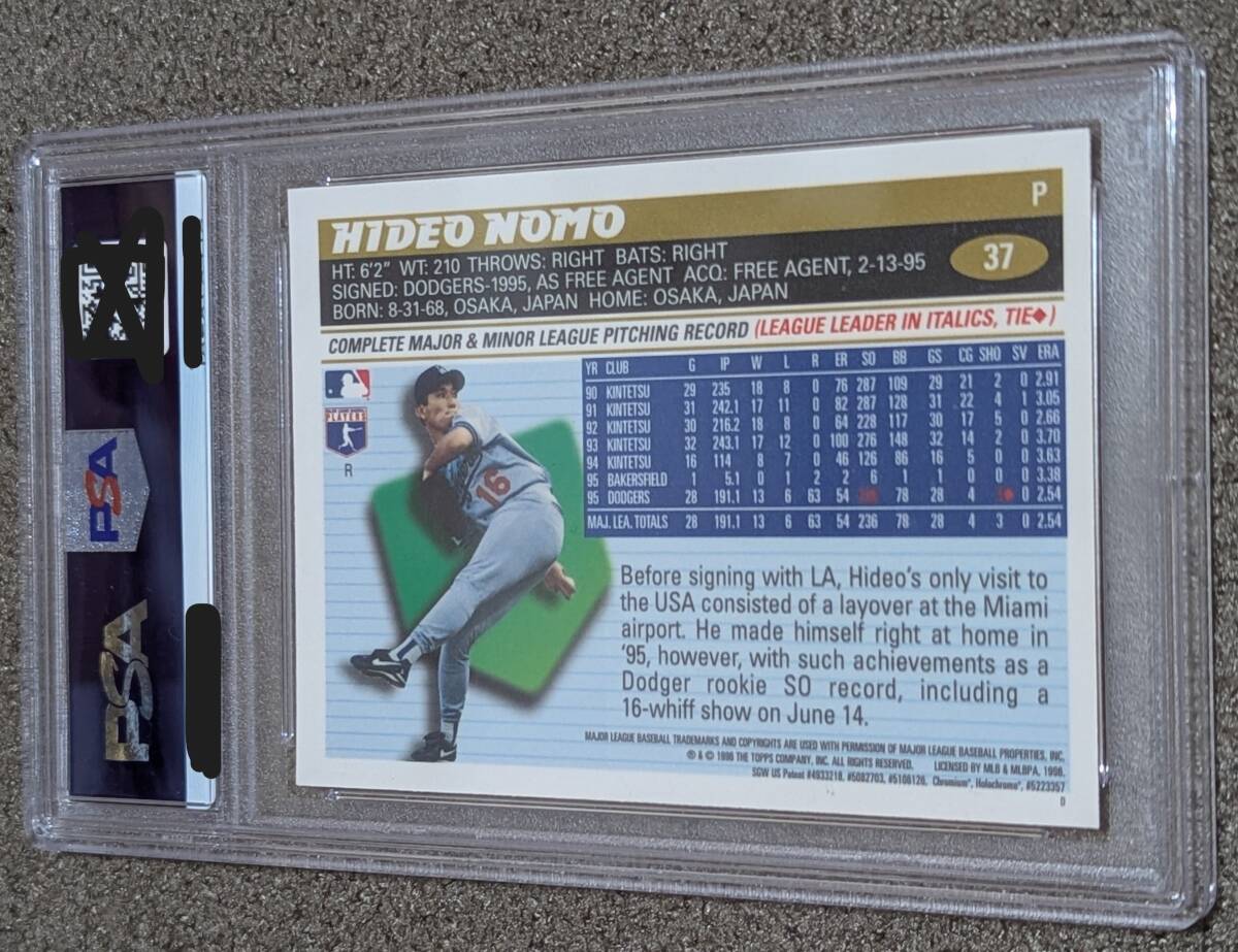 野茂英雄】1996 TOPPS CHROME REFRACTOR #37 HIDEO NOMO PSA8