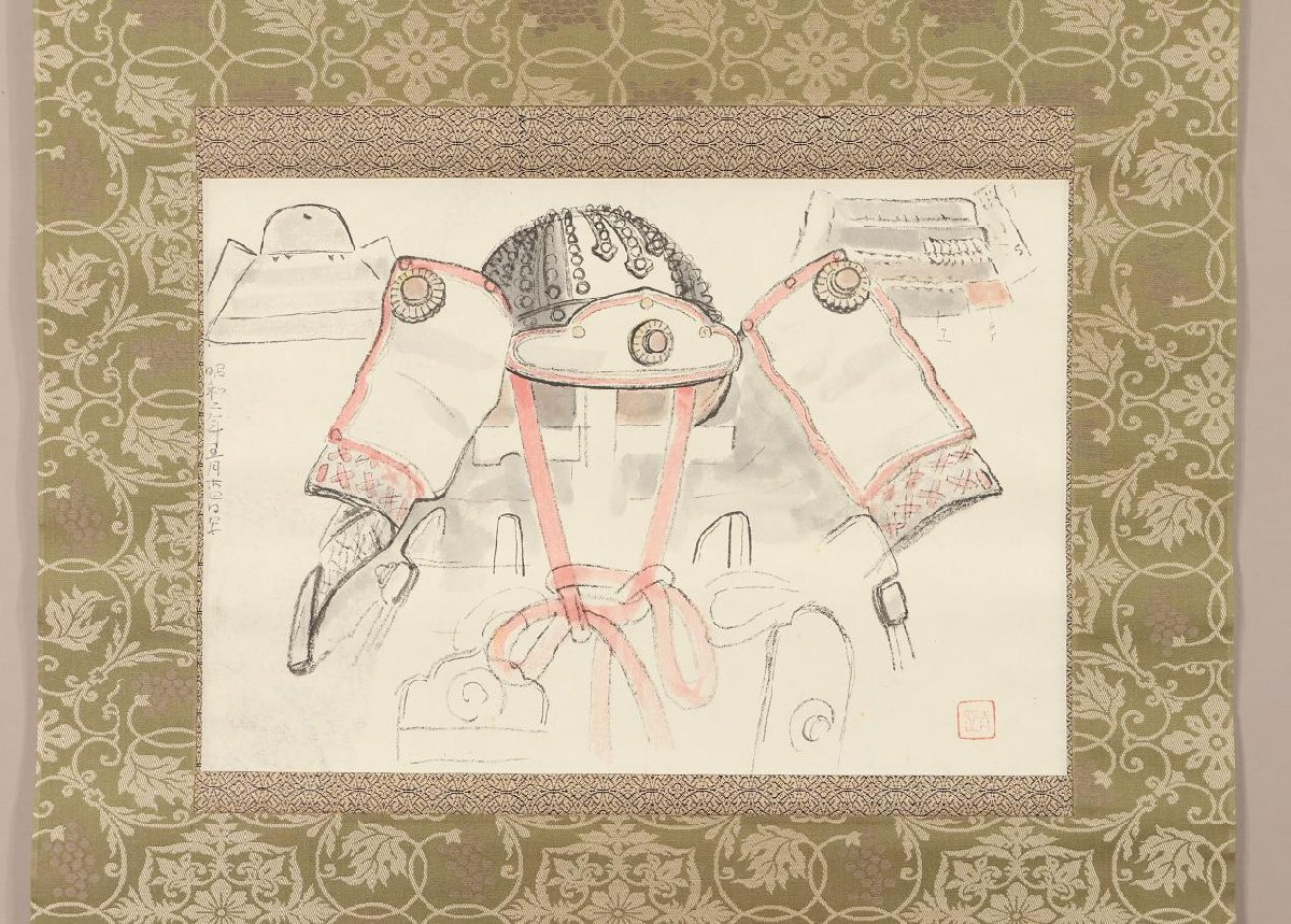 真作】◇前田青邨◇兜◇平山郁夫鑑定箱◇昭和二年◇肉筆◇紙本 真作】◇前田青邨◇兜◇平山郁夫鑑定箱◇昭和二年◇肉筆◇紙本