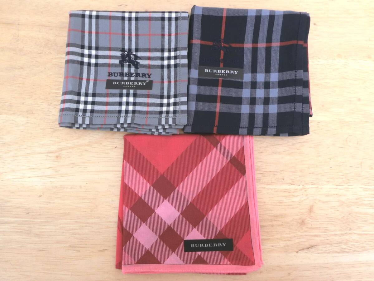 ○○42732 BURBERRY バーバリー ハンカチ 3枚まとめ○○(女性用